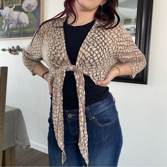 Travelers Collection By Chico's Womens Geometric Tie Front Bolero Jacket Size 2 - Picture 6 of 11